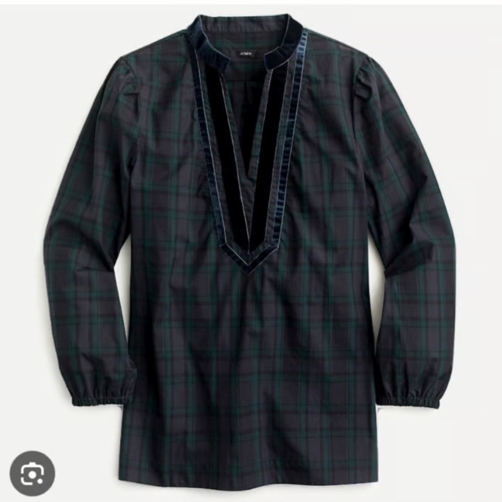 J. Crew Plaid Tunic in Black and Green
